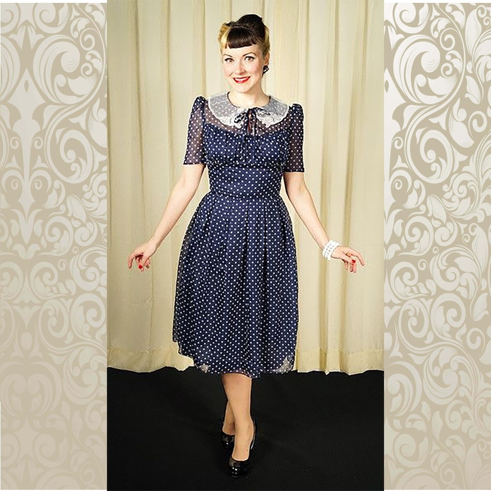 Hell Bunny Cynthia Dottie 1940's Repro Dress NWOT